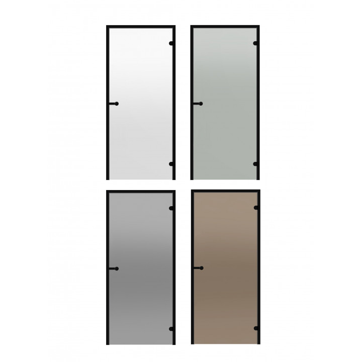 Glasdøre til sauna i HARVIA, sort aluminiumsramme 8x19 (sort linje)