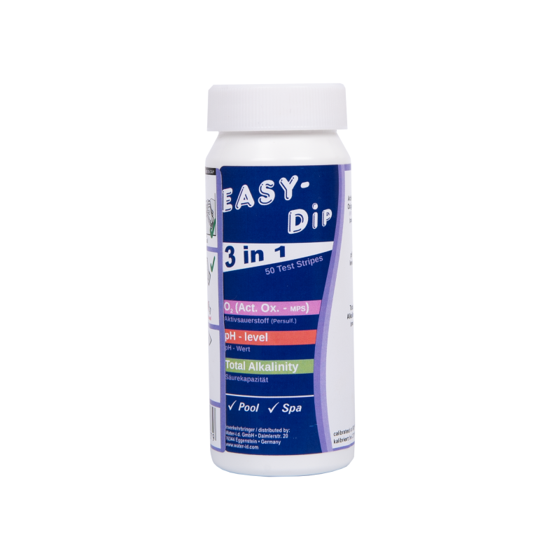 Vandteststrimler Easy-Dip 3 i 1, til pH/O2/Alkalinitetstestning