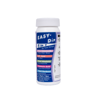 Vandteststrimler Easy-Dip 5 i 1, pH/CL/BR/Stabilisator/Alkalinitet/Hårdhedstest