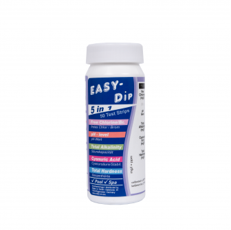 Vandteststrimler Easy-Dip 5 i 1, pH/CL/BR/Stabilisator/Alkalinitet/Hårdhedstest