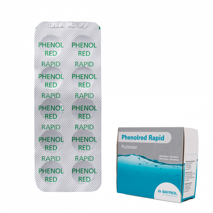 Vandtesttabletter Phenolred Rapid, til pH-bestemmelse, 10 tabletter