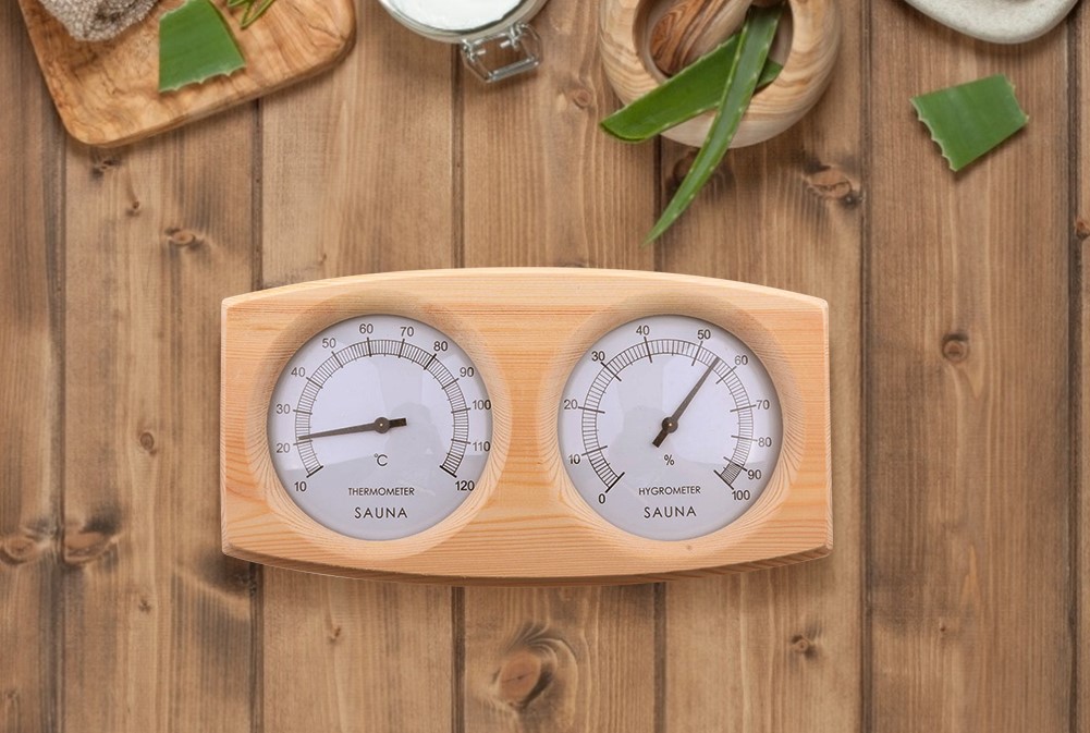 Hygrometer-termometer, et essentielt element i saunaen
